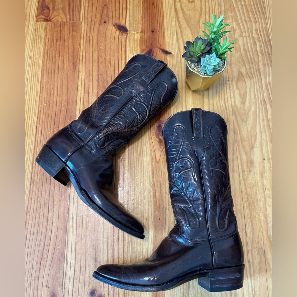 Lucchese Classics Handmade L797423 Mens Brown Leather Western Boots Size 10A VTG